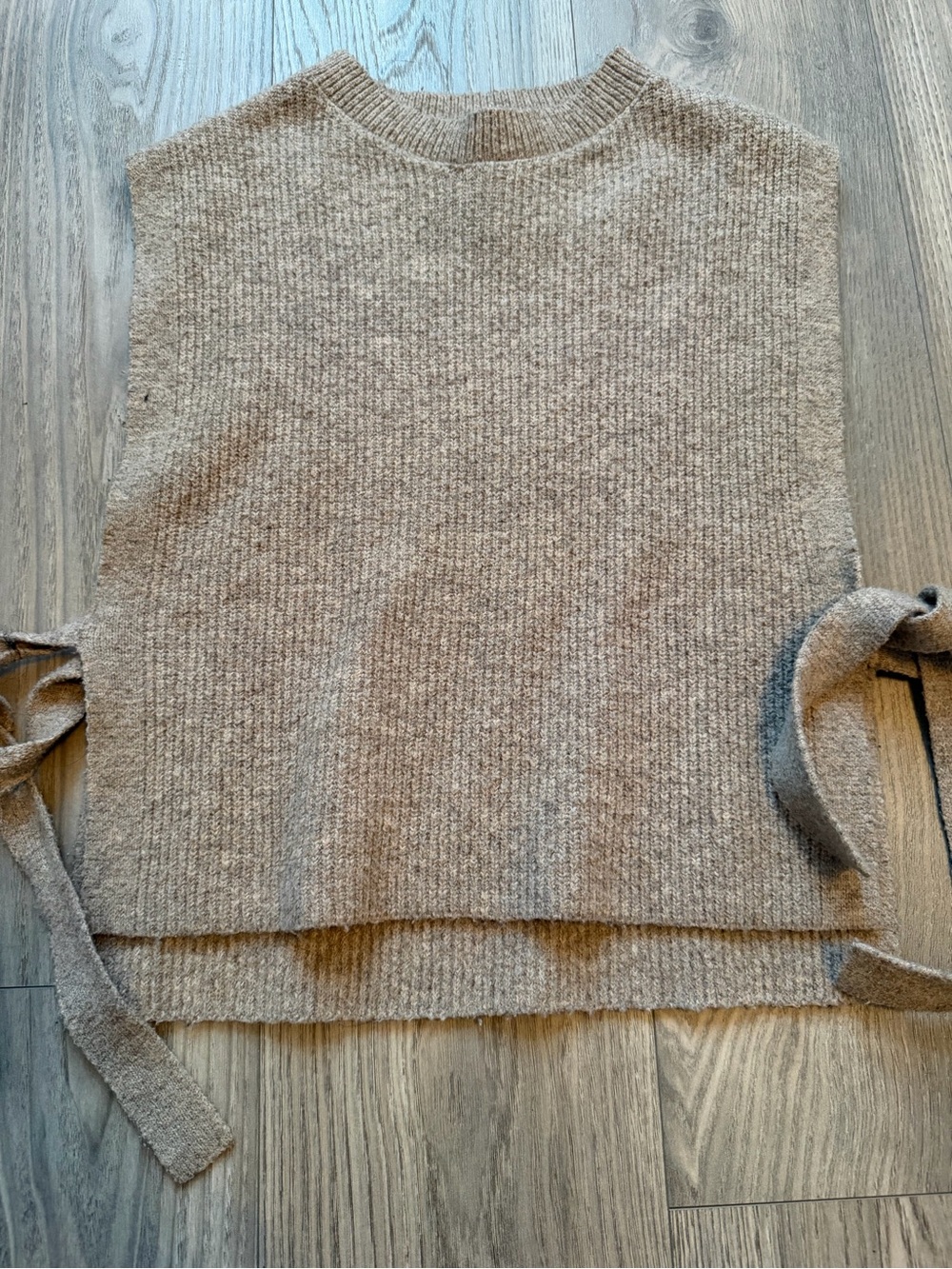 Primark Beige Knit Tie Side Sweater Vest One Size Soft Cozy Layering Top